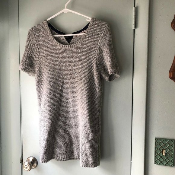 GAP Gray Heather SHORT SLEEVE SWEATER KEYHOLE TIE BACK SIZE Medium M - Picture 4 of 9